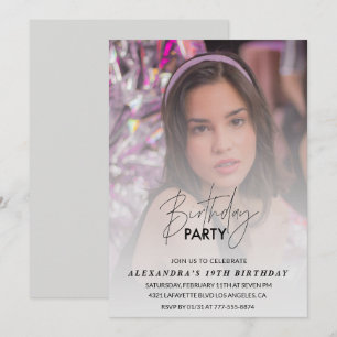 19th birthday invitation Birthday Party Photo Grey