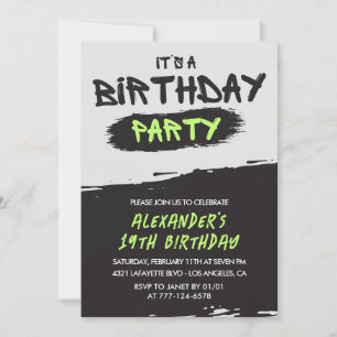 19th birthday invitations Graffiti Men Spray paint