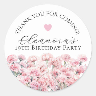 19th Birthday January Birth Flower Custom Favor Classic Round Sticker