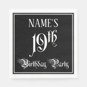 19th Birthday Party — Fancy Script + Custom Name Napkin