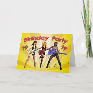 19th birthday party invitation with a girl band