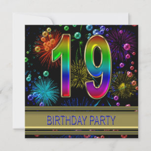 19th Birthday party Invitation with bubbles