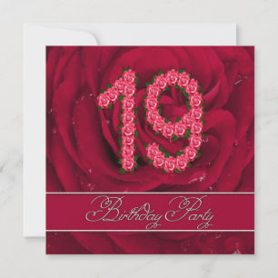 19th birthday party invitation with roses