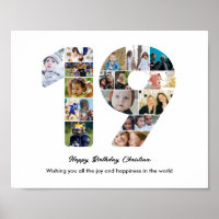 19th Birthday Party Number 19 Photo Collage