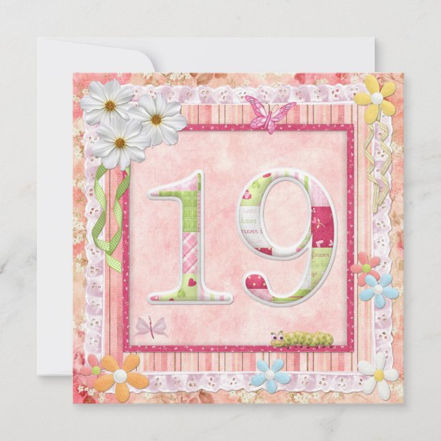 19th birthday party scrapbooking style invitation (Front)