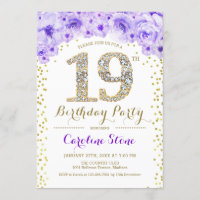 19th Birthday Party - White Gold Purple