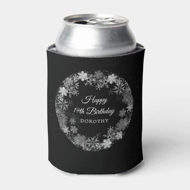 19th Birthday Party Winter Wonderland Can Cooler (Can Front)
