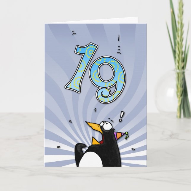 19th Birthday - Penguin Surprise Card (Front)