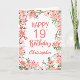19th Birthday Pink Peach Peonies Watercolor Floral Card