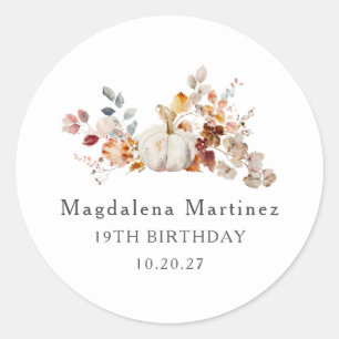 19th Birthday Pumpkin Fall Flower Envelope Seal