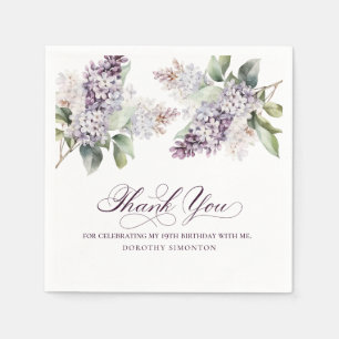 19th Birthday Purple Lilac Spring Flower Cocktail Napkin
