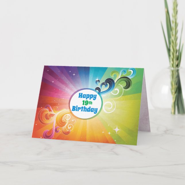 19th Birthday Religious Card Rainbow Blessings (Front)