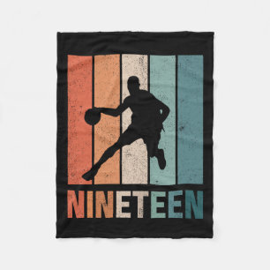 19th Birthday Retro Basketball Lovers 19 Years Old Fleece Blanket