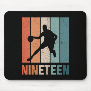 19th Birthday Retro Basketball Lovers 19 Years Old Mouse Pad