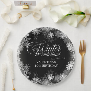 19th Birthday Winter Wonderland Snowflake Favour Paper Plate