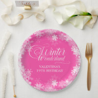 19th Birthday Winter Wonderland Snowflake Pink