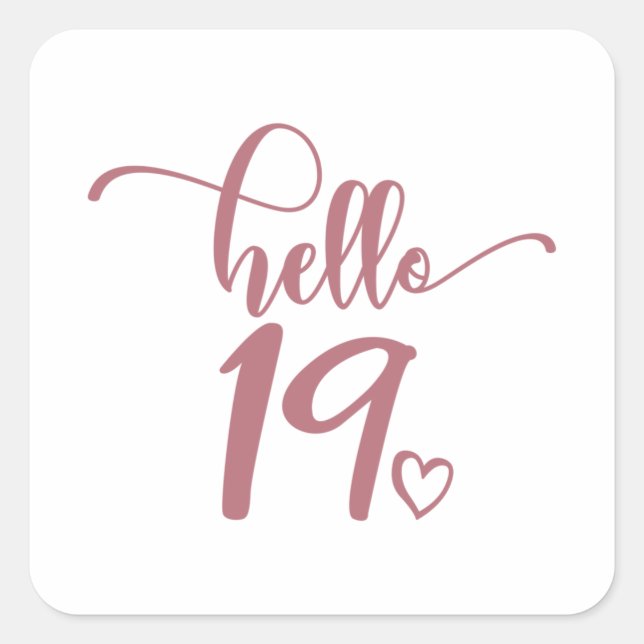 19th Birthday Women Hello 19 Cute 19 Years Old Square Sticker (Front)