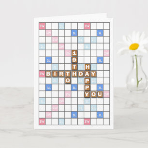19th Birthday, Word Game Board Card