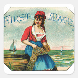 19th C. First Mate Cigars Square Sticker