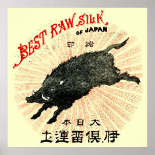 19th C. Japanese Silk Poster