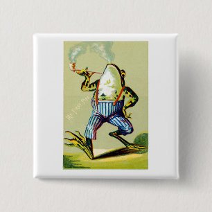 19th C. Pipe Smoking Frog 15 Cm Square Badge