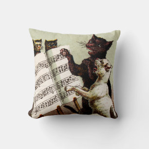19th C. Singing Cats Cushion
