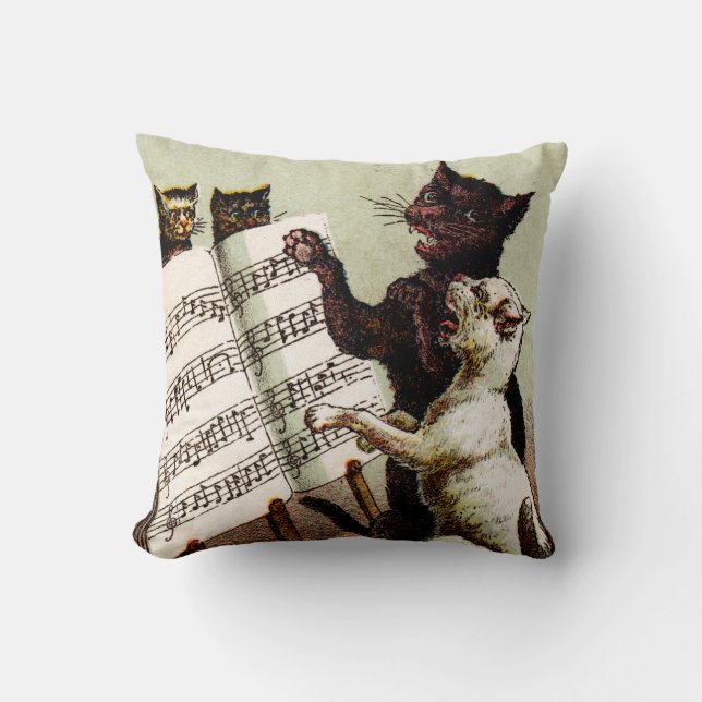 19th C. Singing Cats Cushion (Front)