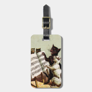 19th C. Singing Cats Luggage Tag