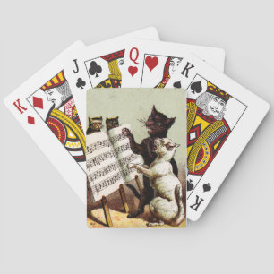 19th C. Singing Cats Playing Cards