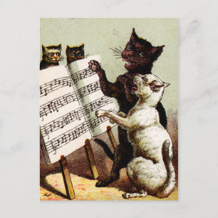 19th C. Singing Cats Postcard