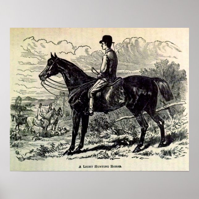 19th century A Light Hunting Horse print (Front)