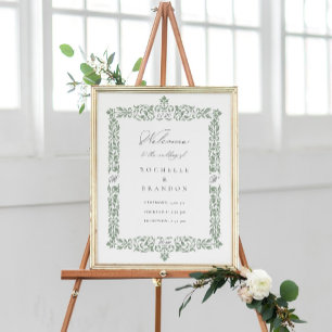 19th Century Antique Ornate Border Wedding Welcome Poster