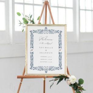 19th Century Antique Ornate Border Wedding Welcome Poster