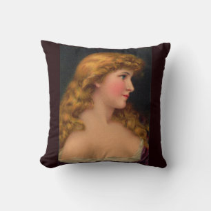 19th century beautiful woman print cushion
