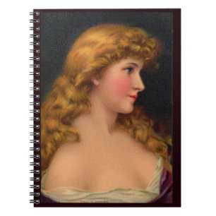 19th century beautiful woman with long hair spiral notebook