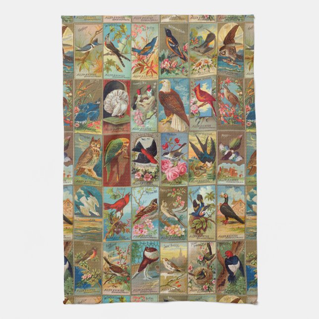 19th Century Birds of America Illustrations Tea Towel (Vertical)
