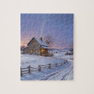 19th Century Country Farmhouse Christmas Jigsaw Puzzle
