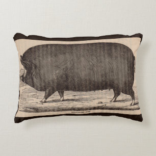 19th century farm animal print Berkshire sow no. 2 Decorative Cushion