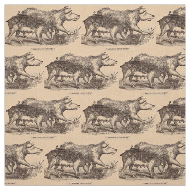 19th century farm animal print pigs fabric (Swatch)