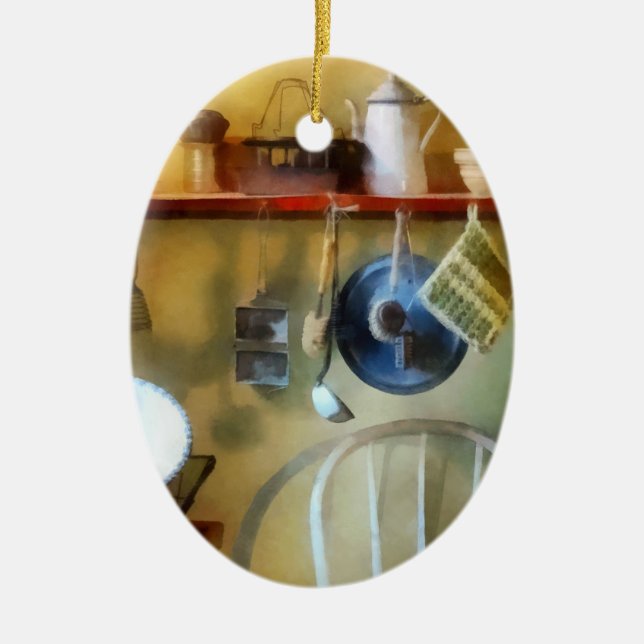 19th Century Farm Kitchen Ceramic Tree Decoration (Front)