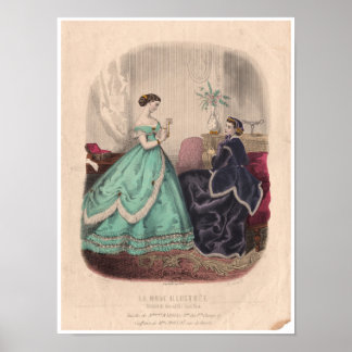 19th Century French Antique Fashion Illustration Poster