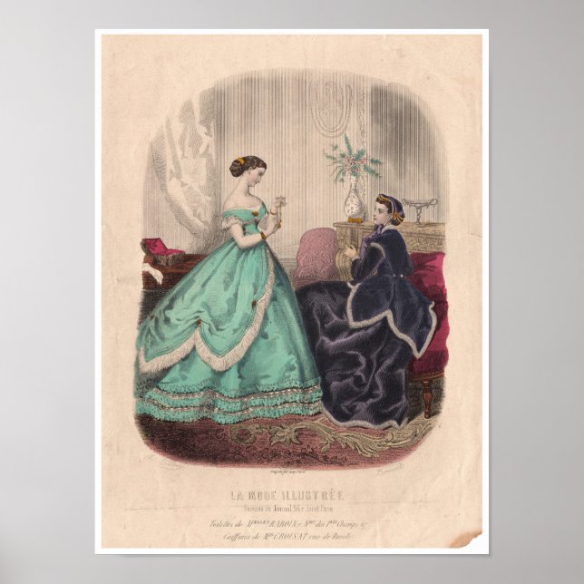 19th Century French Antique Fashion Illustration Poster (Front)