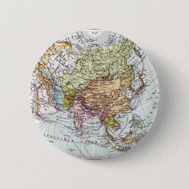 19th Century Map of Asia 6 Cm Round Badge (Front)
