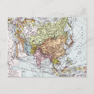 19th Century Map of Asia Postcard