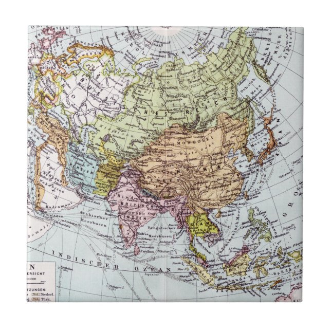 19th Century Map of Asia Tile (Front)