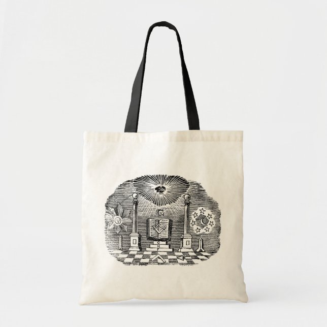 19th Century Masonic Blockcut engraving Tote Bag (Front)