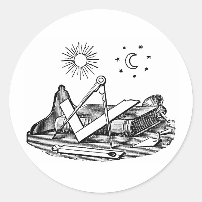 19th Century Masonic G Kenning Blockcut engraving Classic Round Sticker (Front)