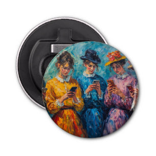 19th Century People Using Smartphones Bottle Opener