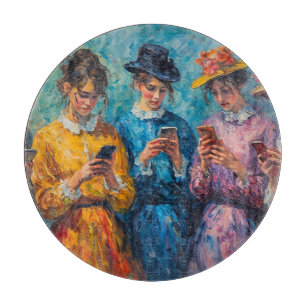 19th Century People Using Smartphones Cutting Board