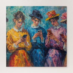 19th Century People Using Smartphones Jigsaw Puzzle